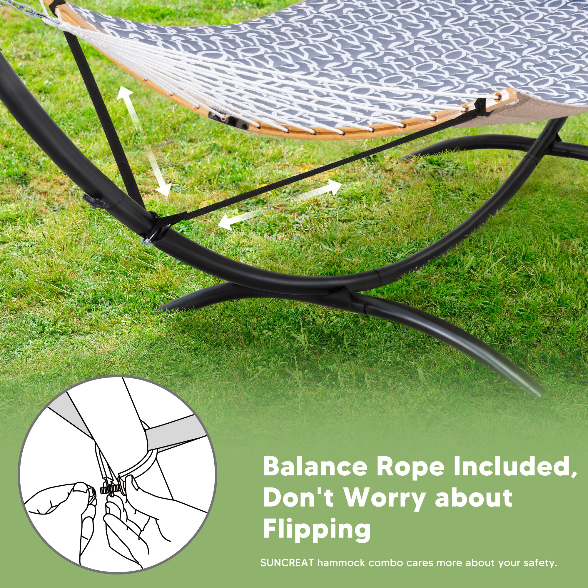 portable hammock with stand#color_gray-pattern
