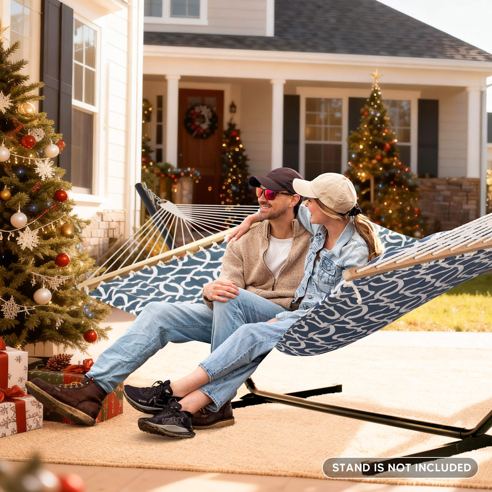 SUNCREAT Quilted Fabric Hammock, Blue Pattern#color_blue-pattern