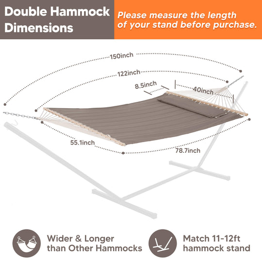 SUNCREAT Quilted Fabric Hammock#color_brown