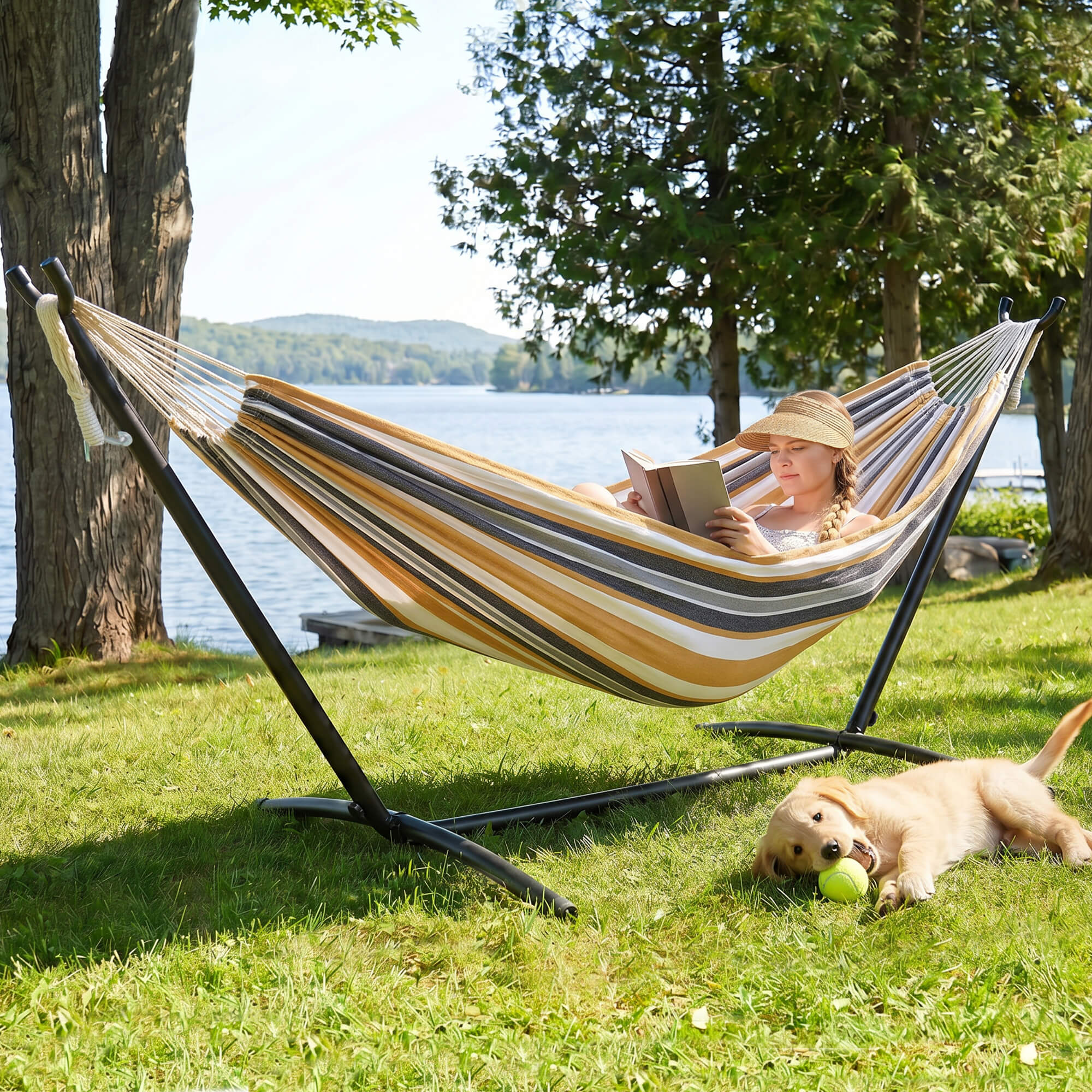 hammock with stand#color-h_coffee-stripes