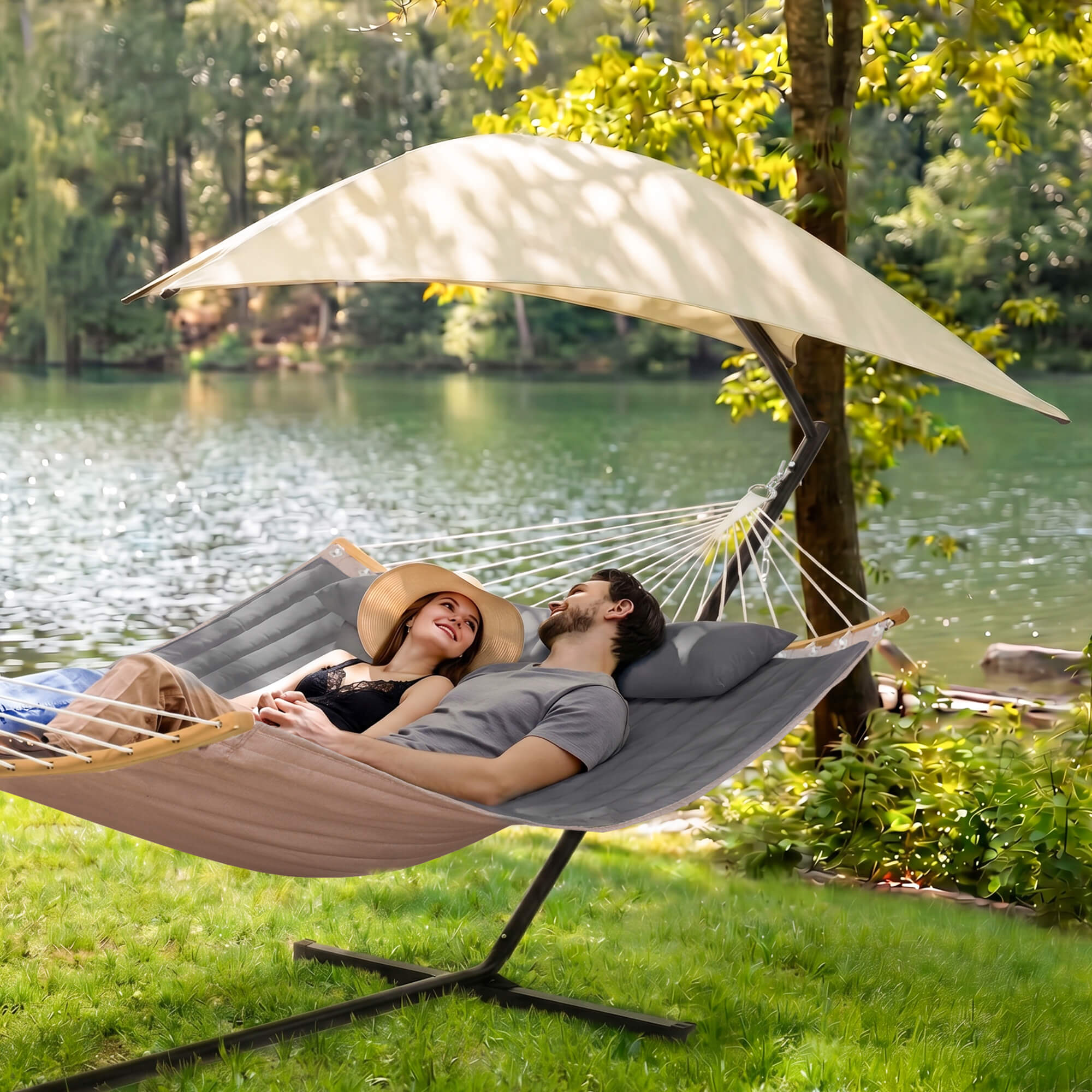 hammock with stand and sunshade#color-c_dark-gray