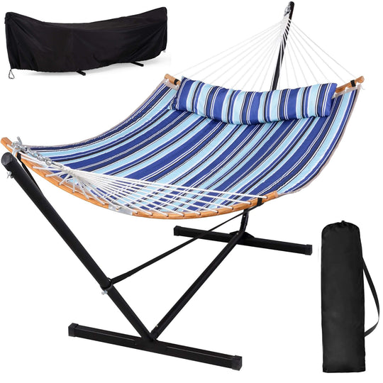 SUNCREAT-Double-Quilted-Hammock-with-Stand#color_blue-stripes