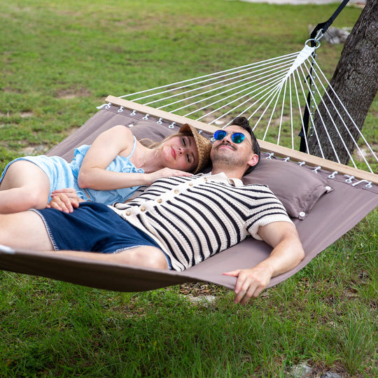 SUNCREAT Quilted Fabric Hammock#color_brown