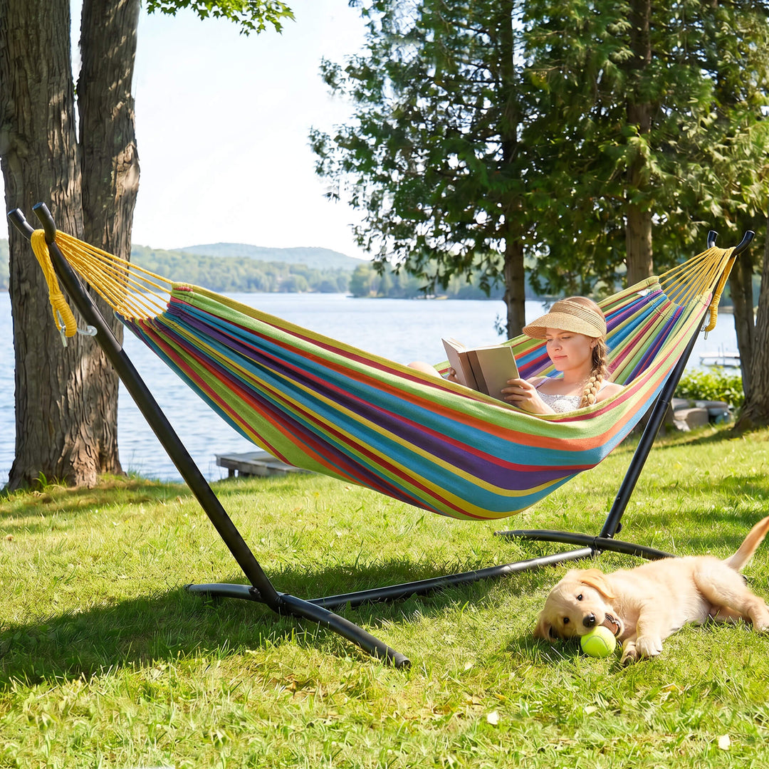hammock with stand#color-h_colorful-stripes