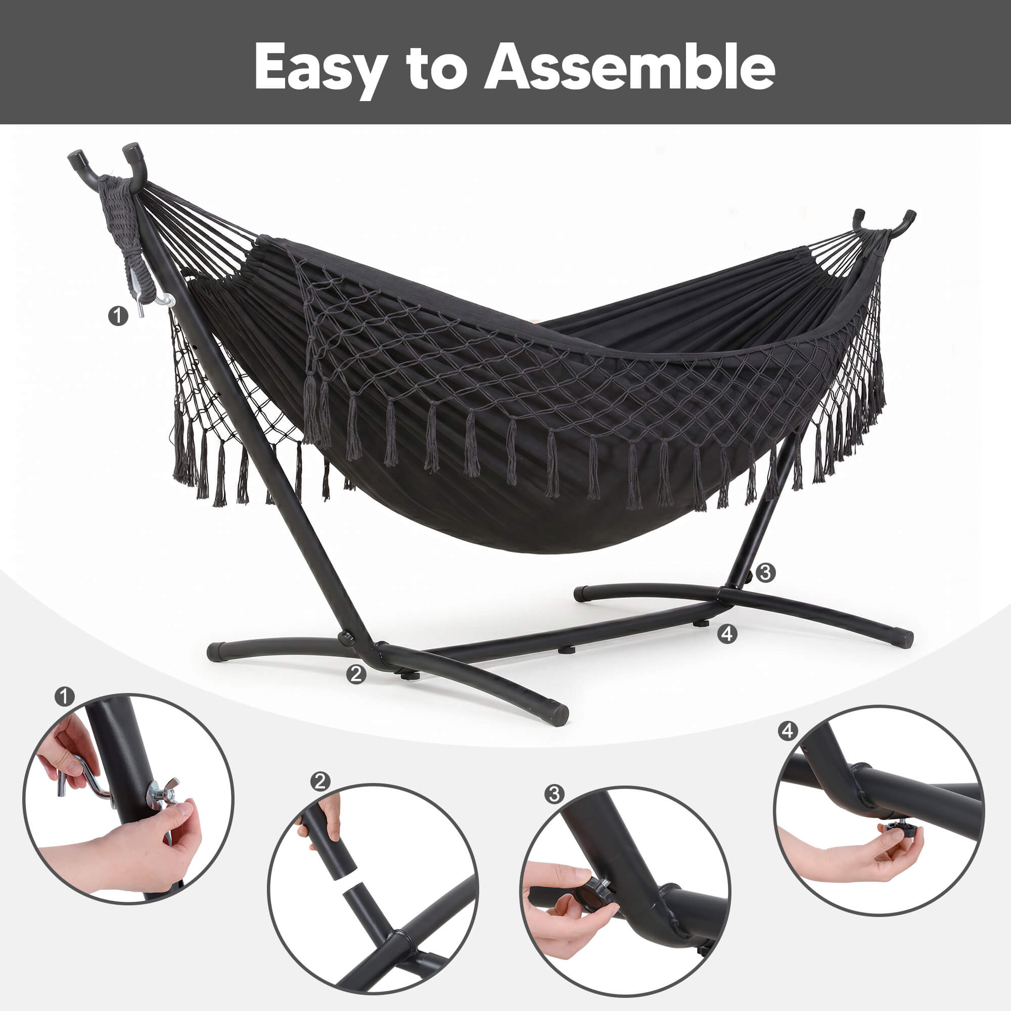 hammock with stand#color-h_dark-with-tassels
