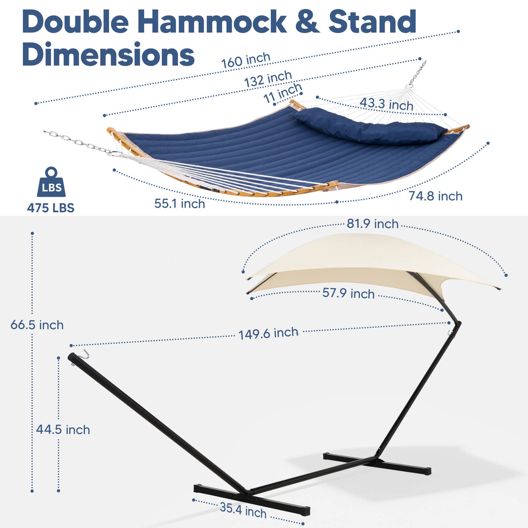 hammock with stand and sunshade#color-c_navy