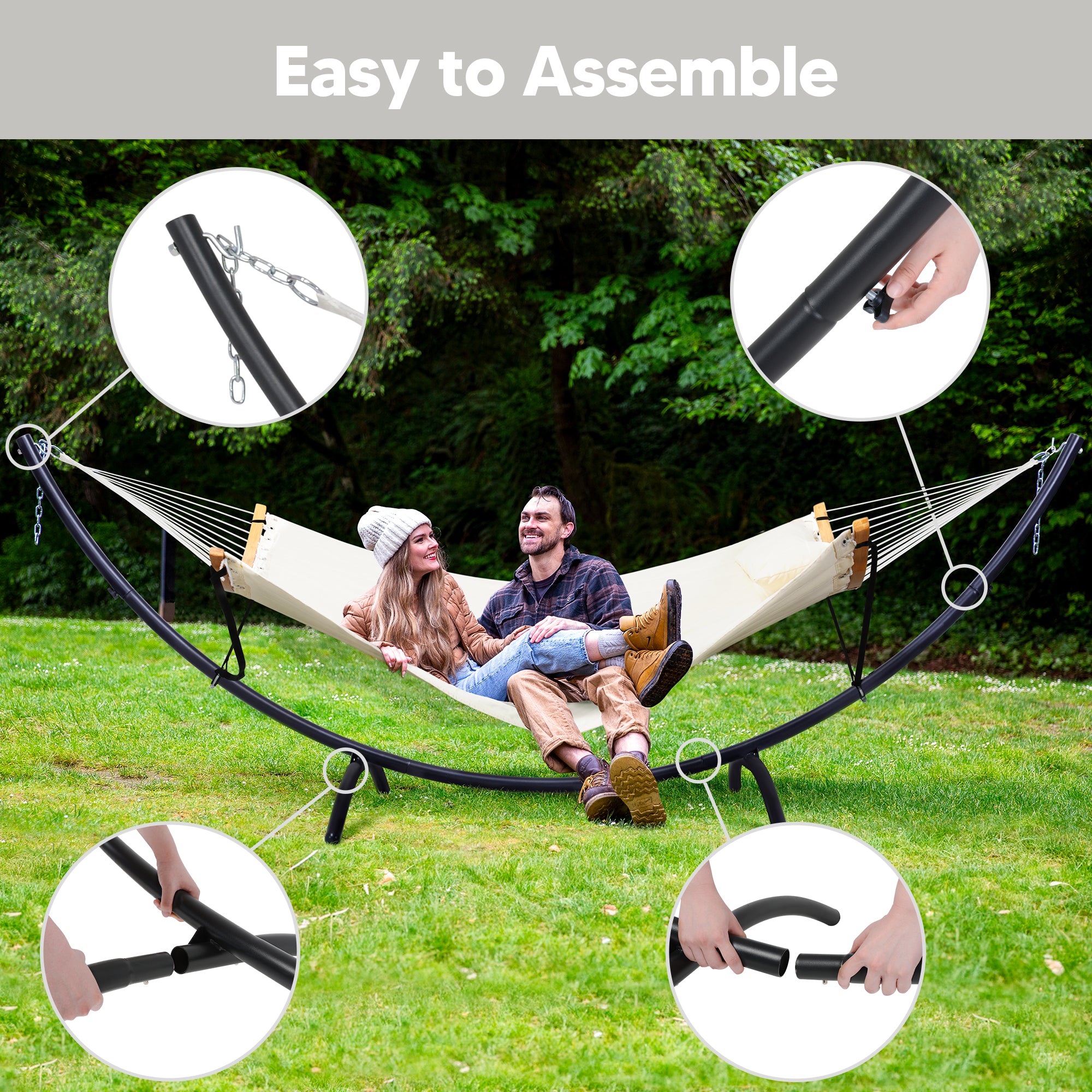 portable hammock with stand#color_beige