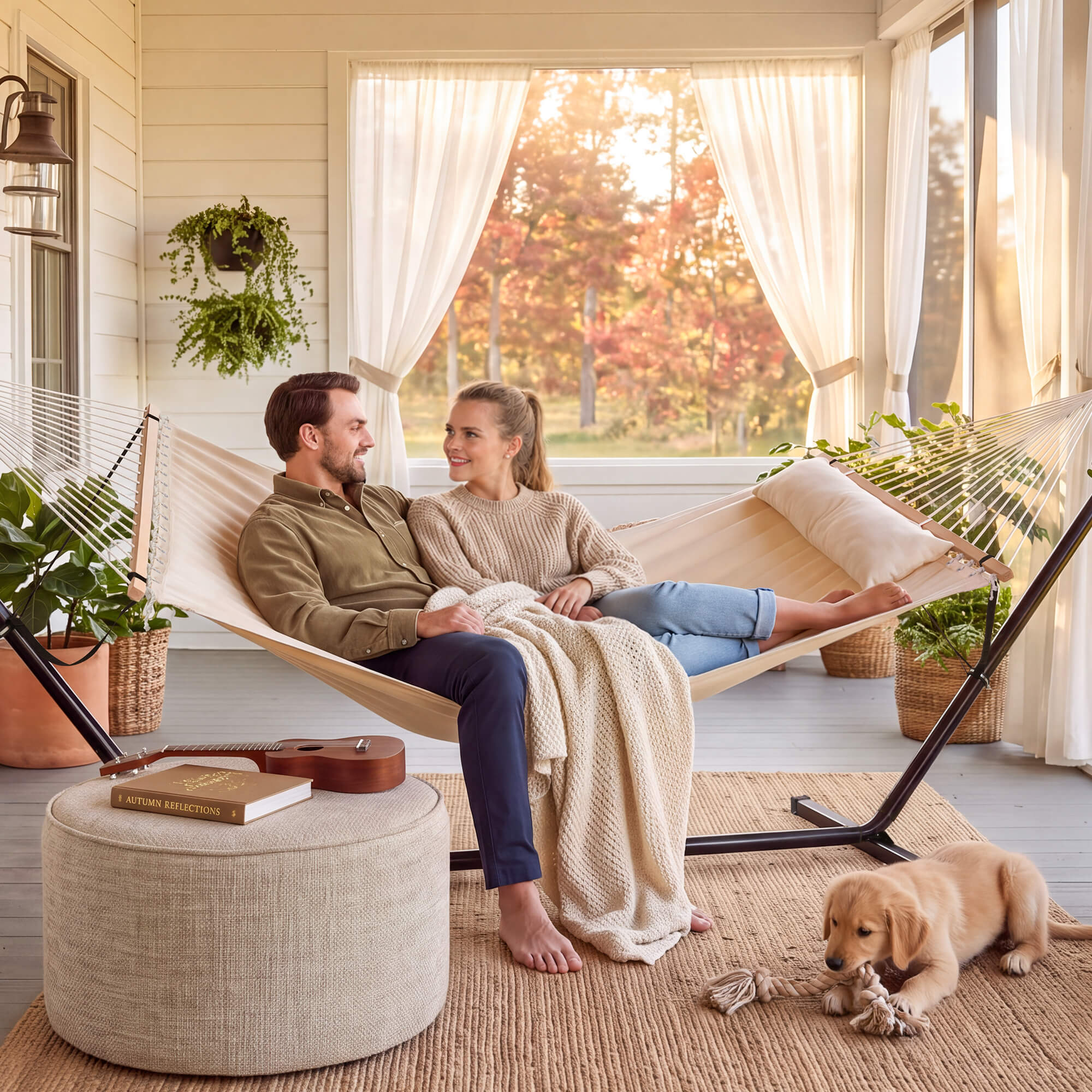 hammock with stand#color_beige