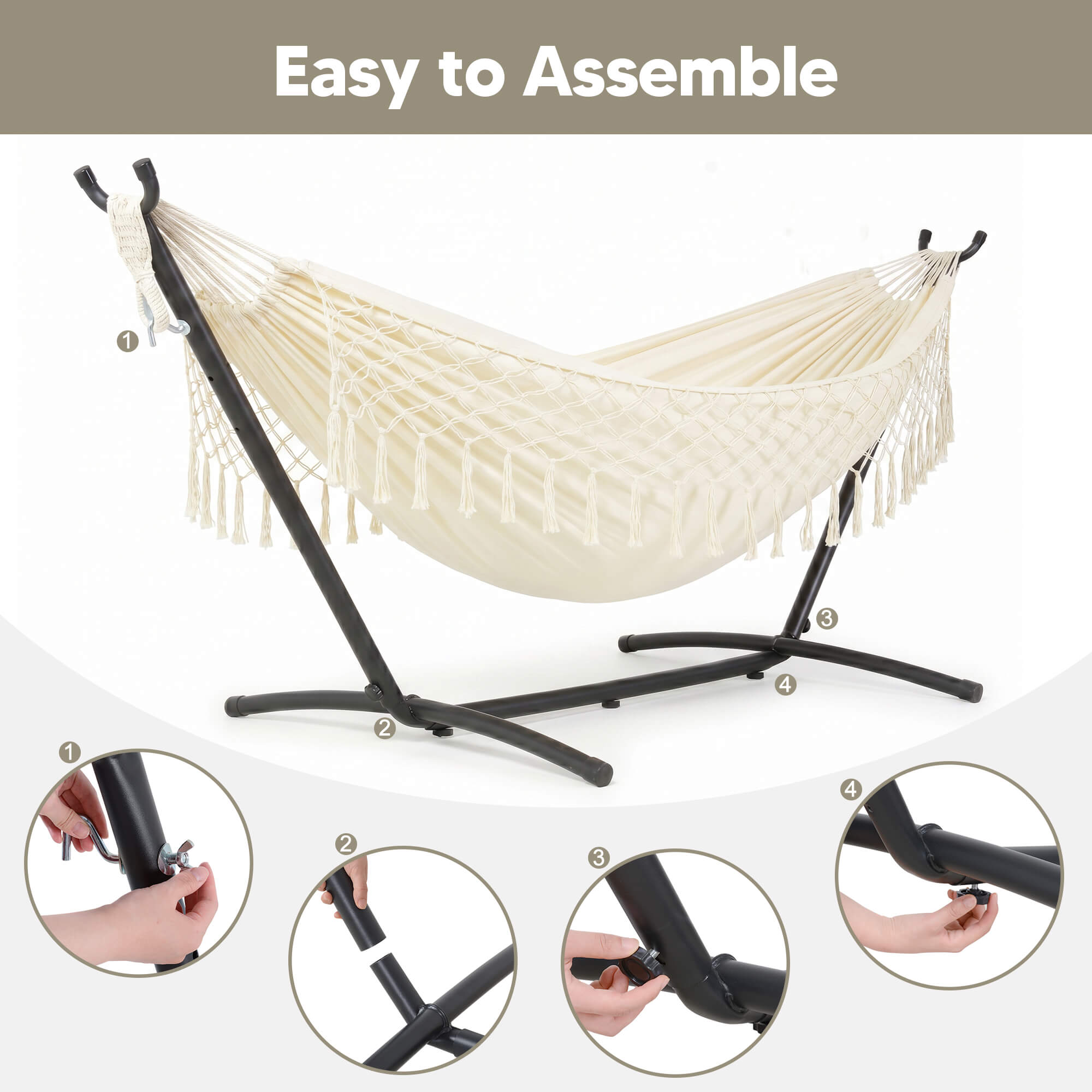 hammock with stand#color-h_beige-with-tassels