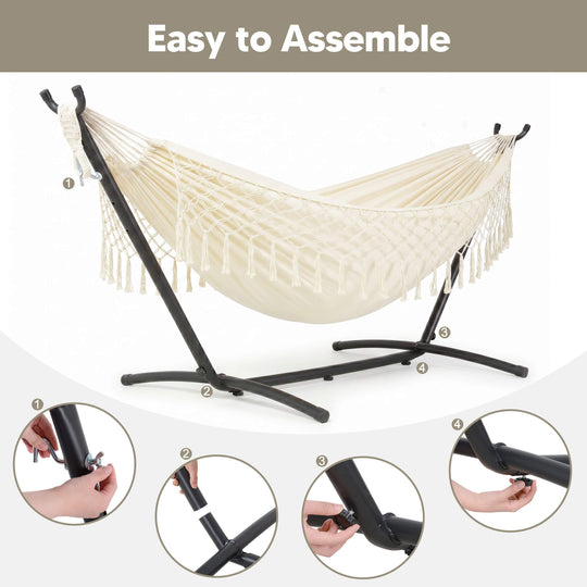 hammock with stand#color-h_beige-with-tassels