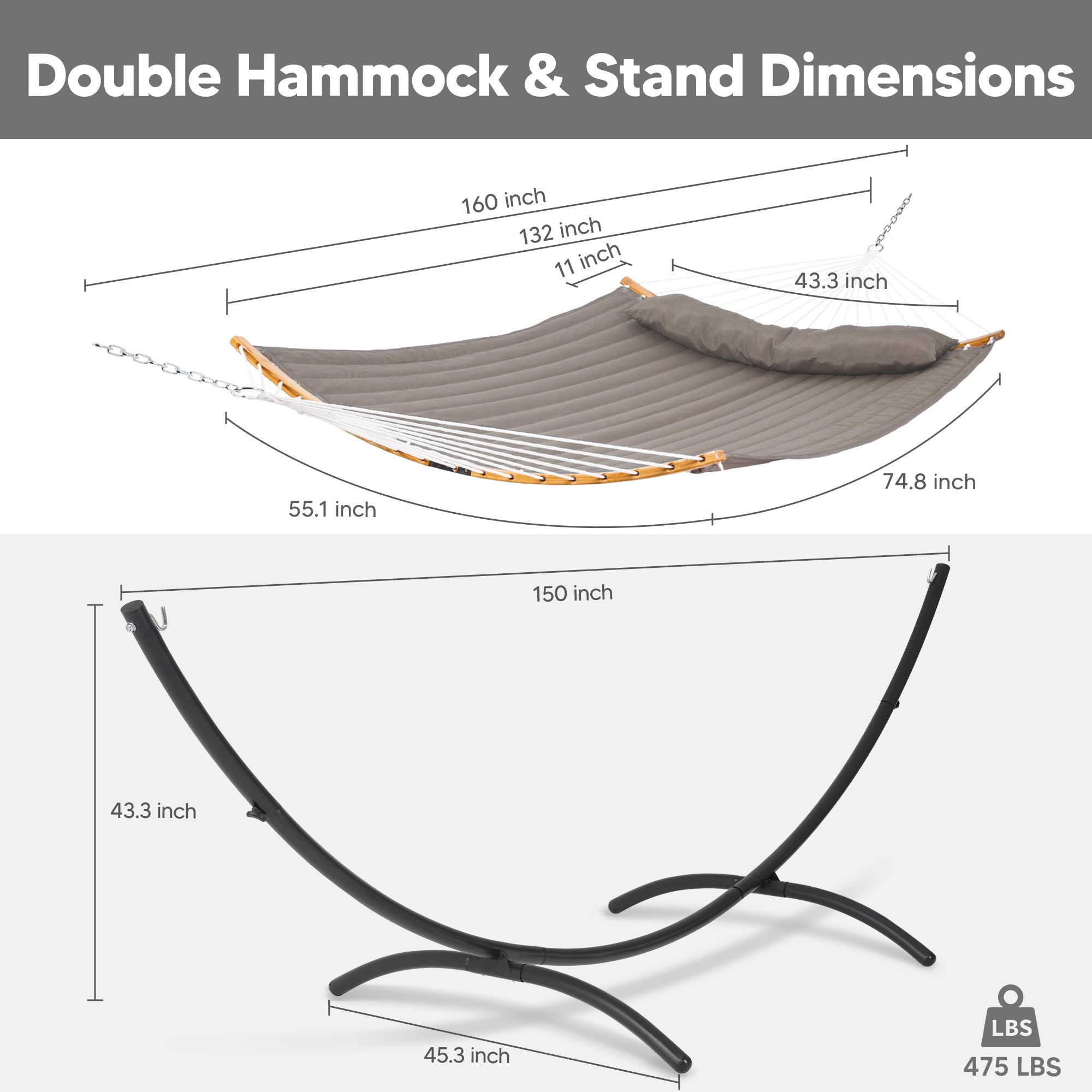 portable hammock with stand#color_brown-gray