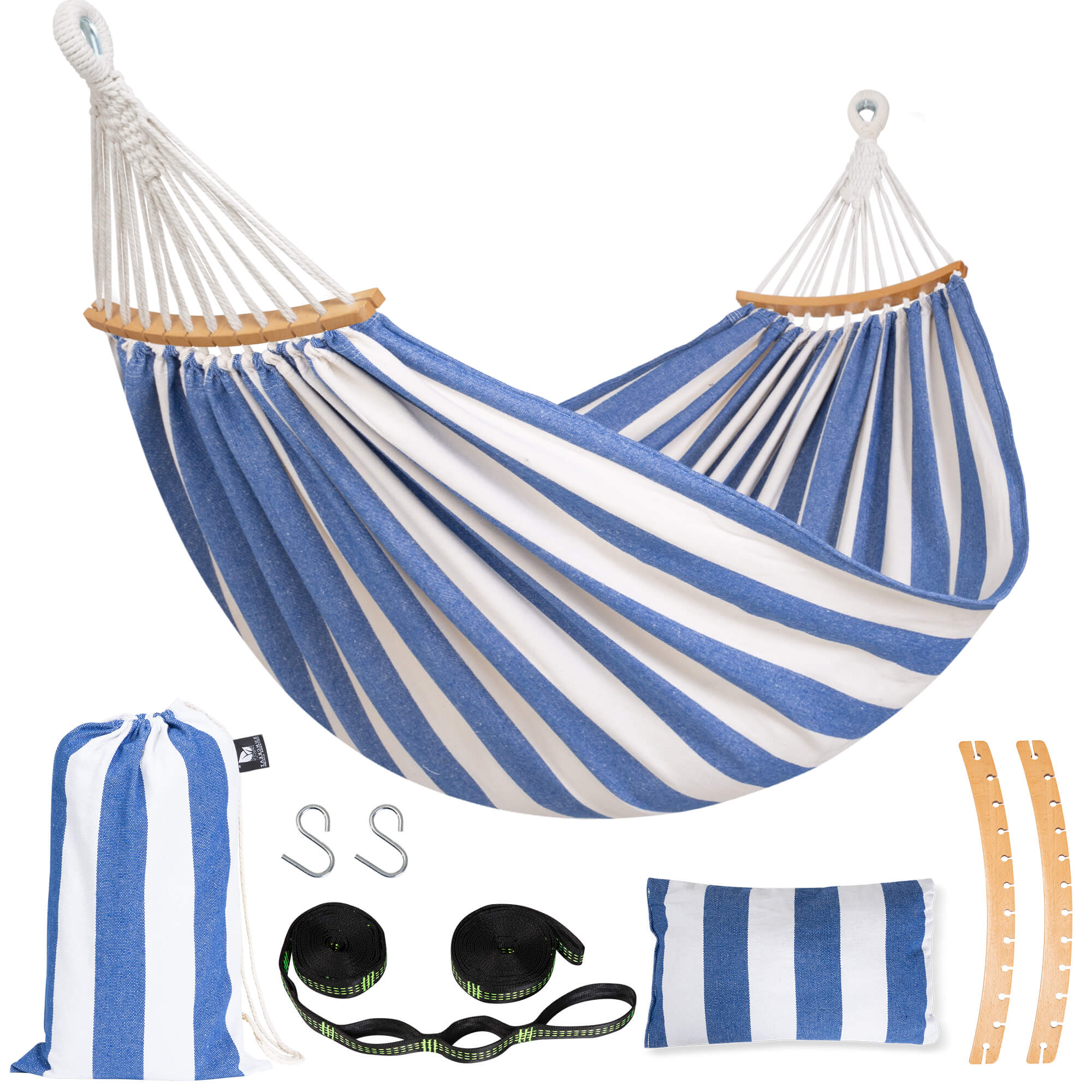 canping hammocks#color_blue-white-stripes