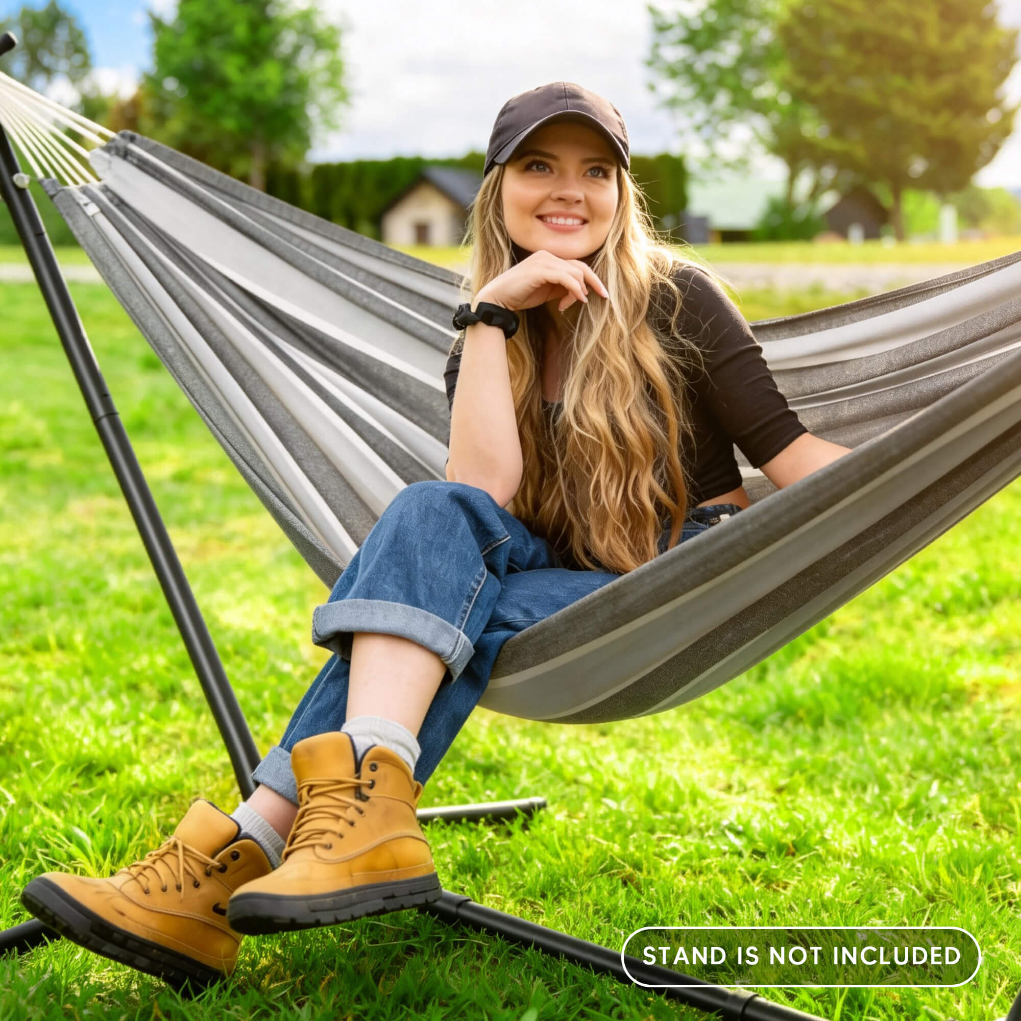 Camping Hammock for Outdoor#Color_gray-stripes