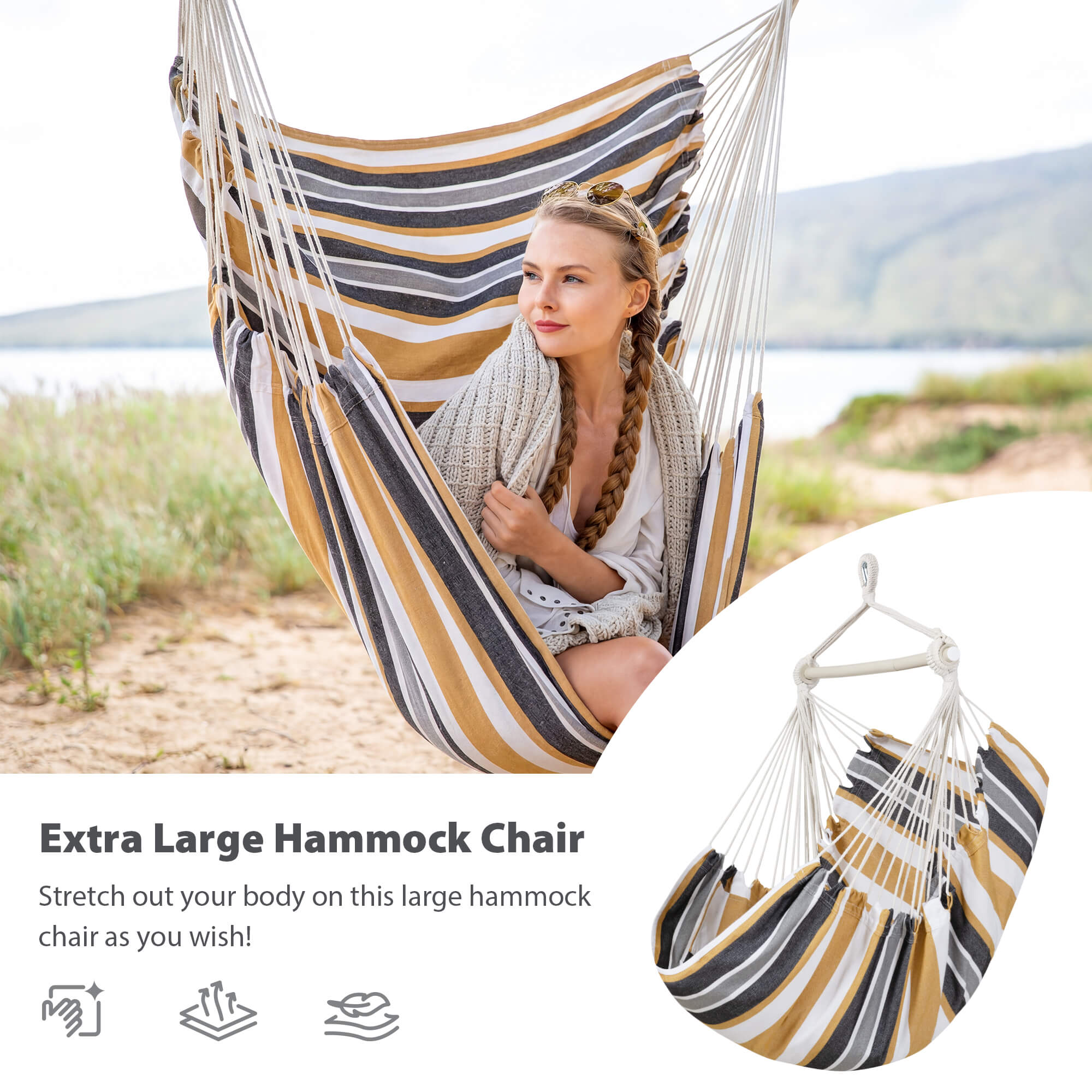 SUNCREAT Hammock Chair White#color_coffee-stripes