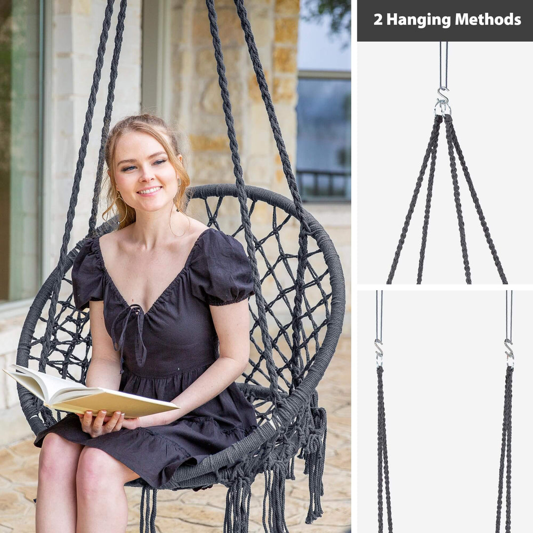 Macrame Cotton Rope Hammock Chair Swing#color_gray-pack-of-2