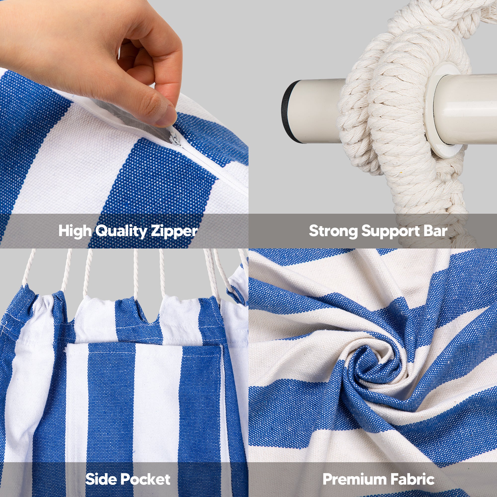 SUNCREAT Hammock Chair White#color_blue-white-Stripes