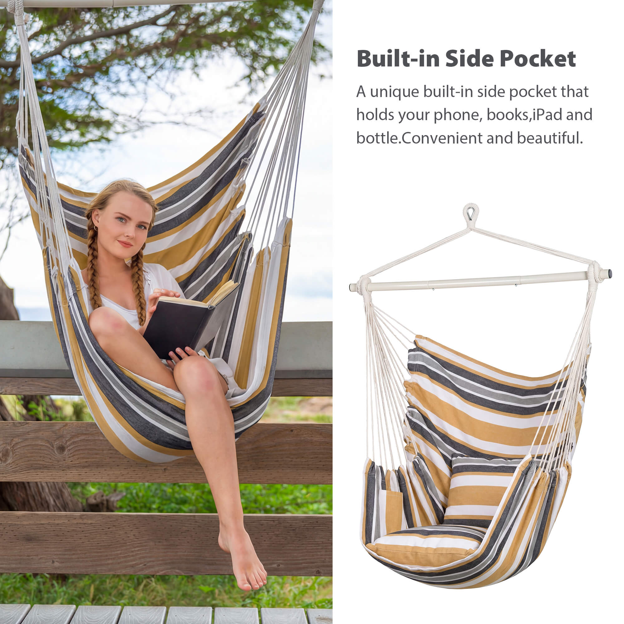 SUNCREAT Hammock Chair White#color_coffee-stripes