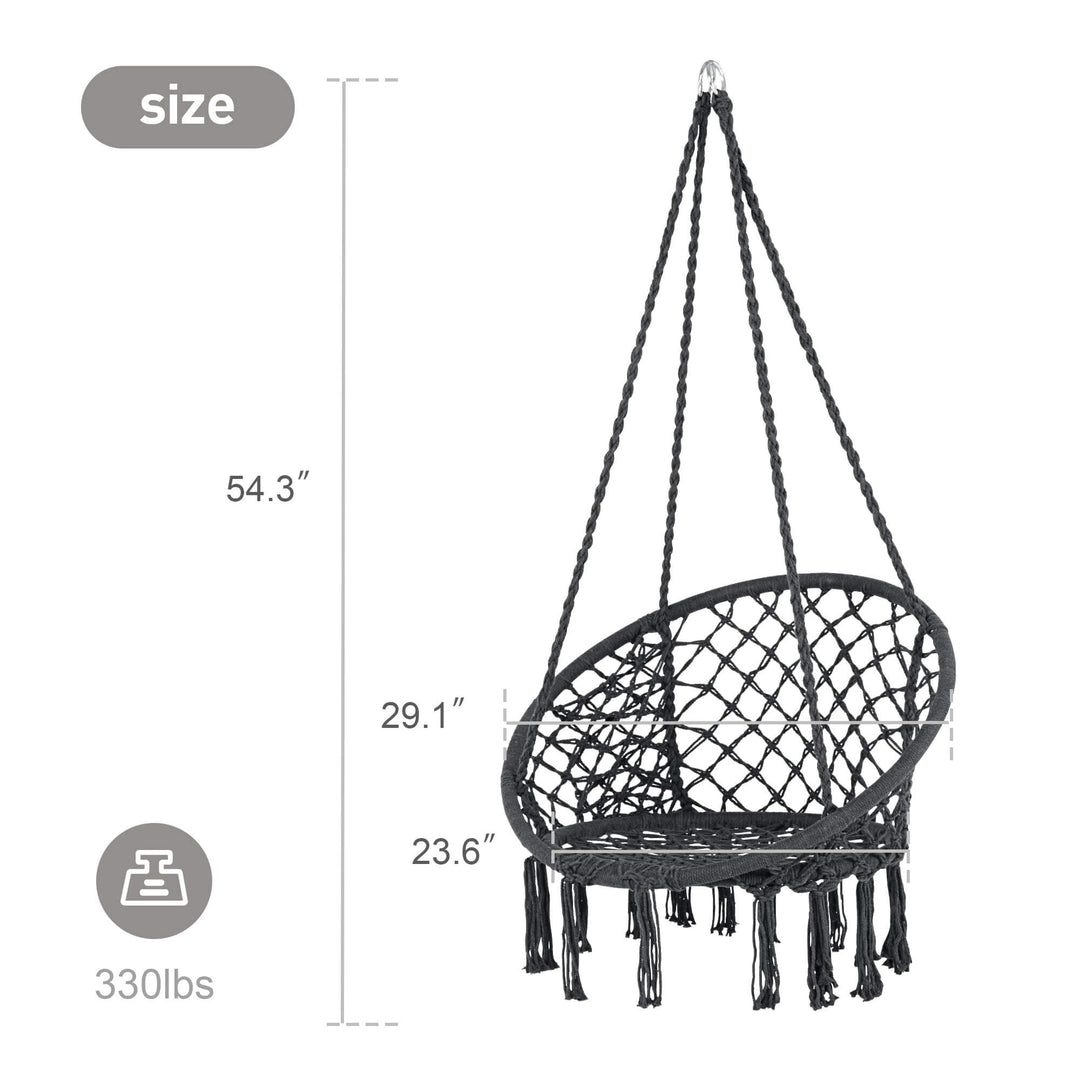 Macrame Cotton Rope Hammock Chair Swing#color_gray-pack-of-2