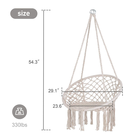 Macrame Cotton Rope Hammock Chair Swing#color_beige-pack-of-2