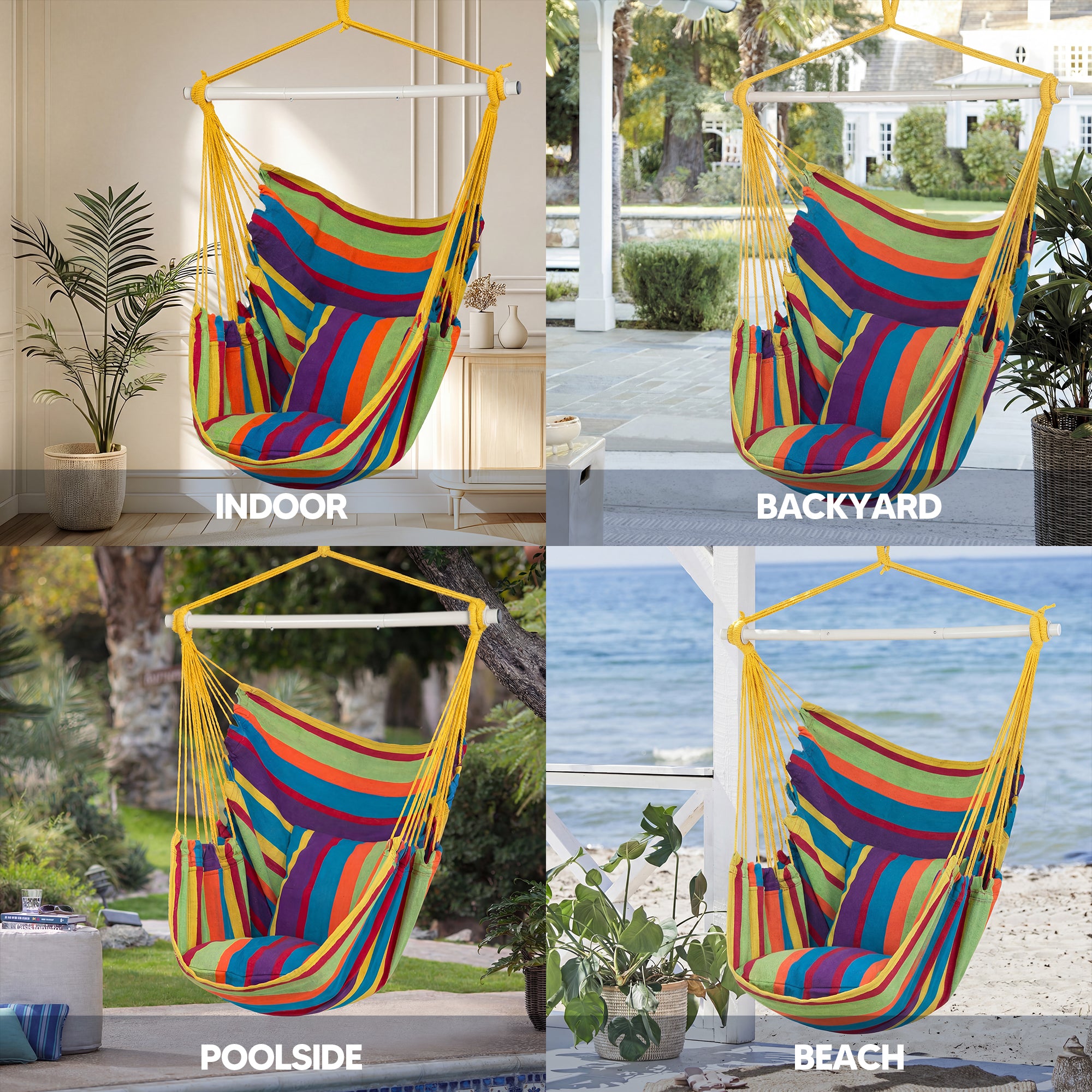 SUNCREAT Hammock Chair White#color_colorful-Stripes