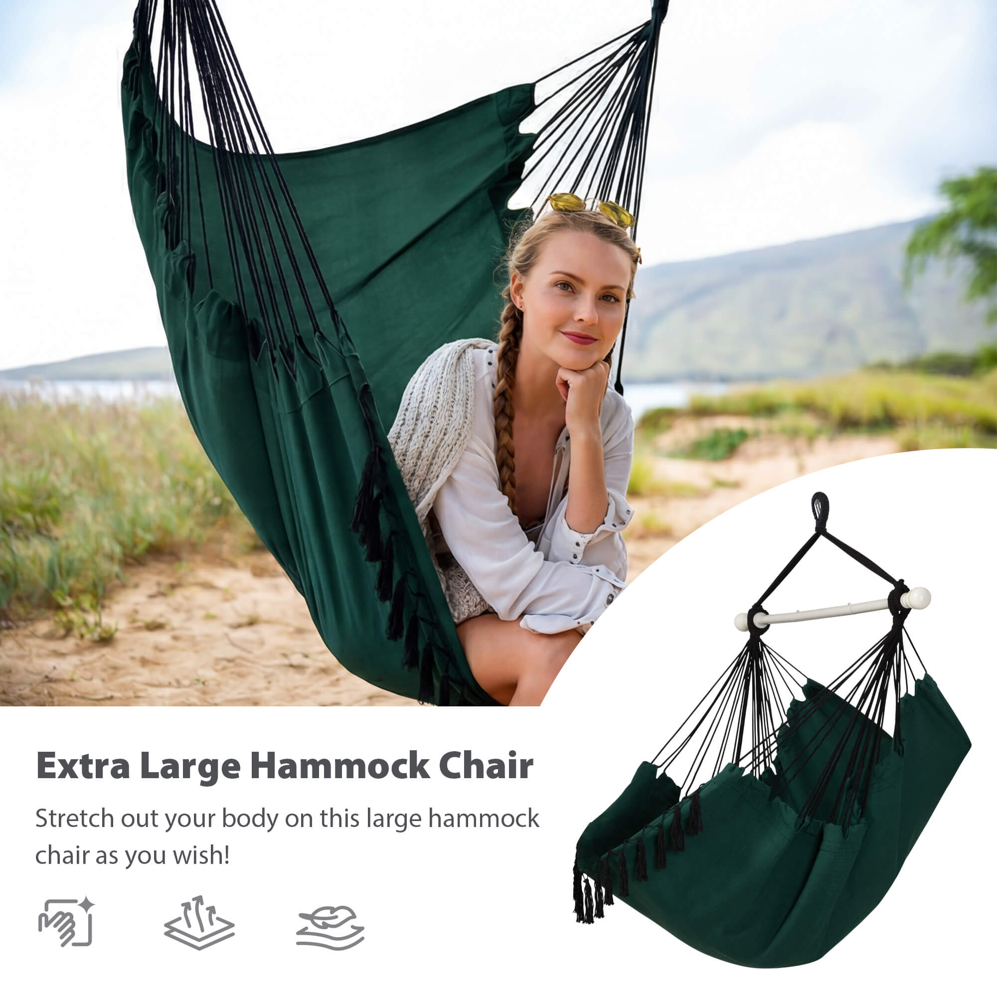SUNCREAT Hammock Chair Gray#color_dark-green