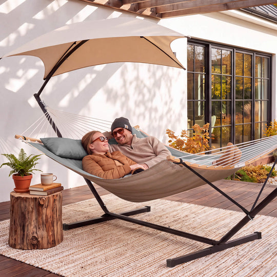 hammock with stand and sunshade#color-c_light-gray