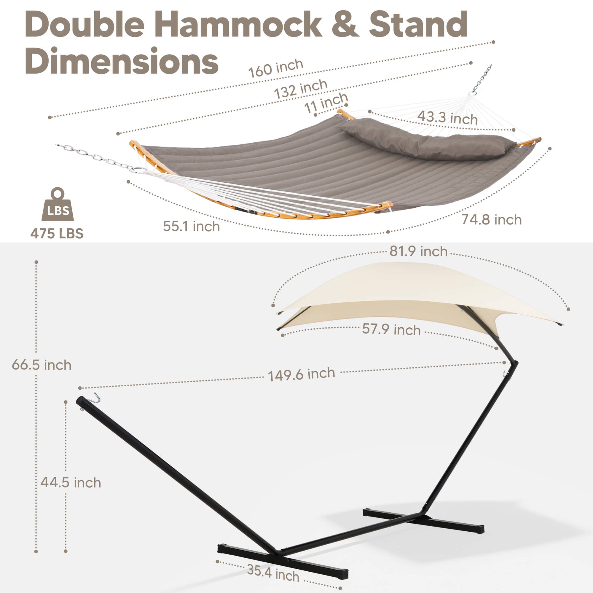 hammock with stand and sunshade#color-c_brown