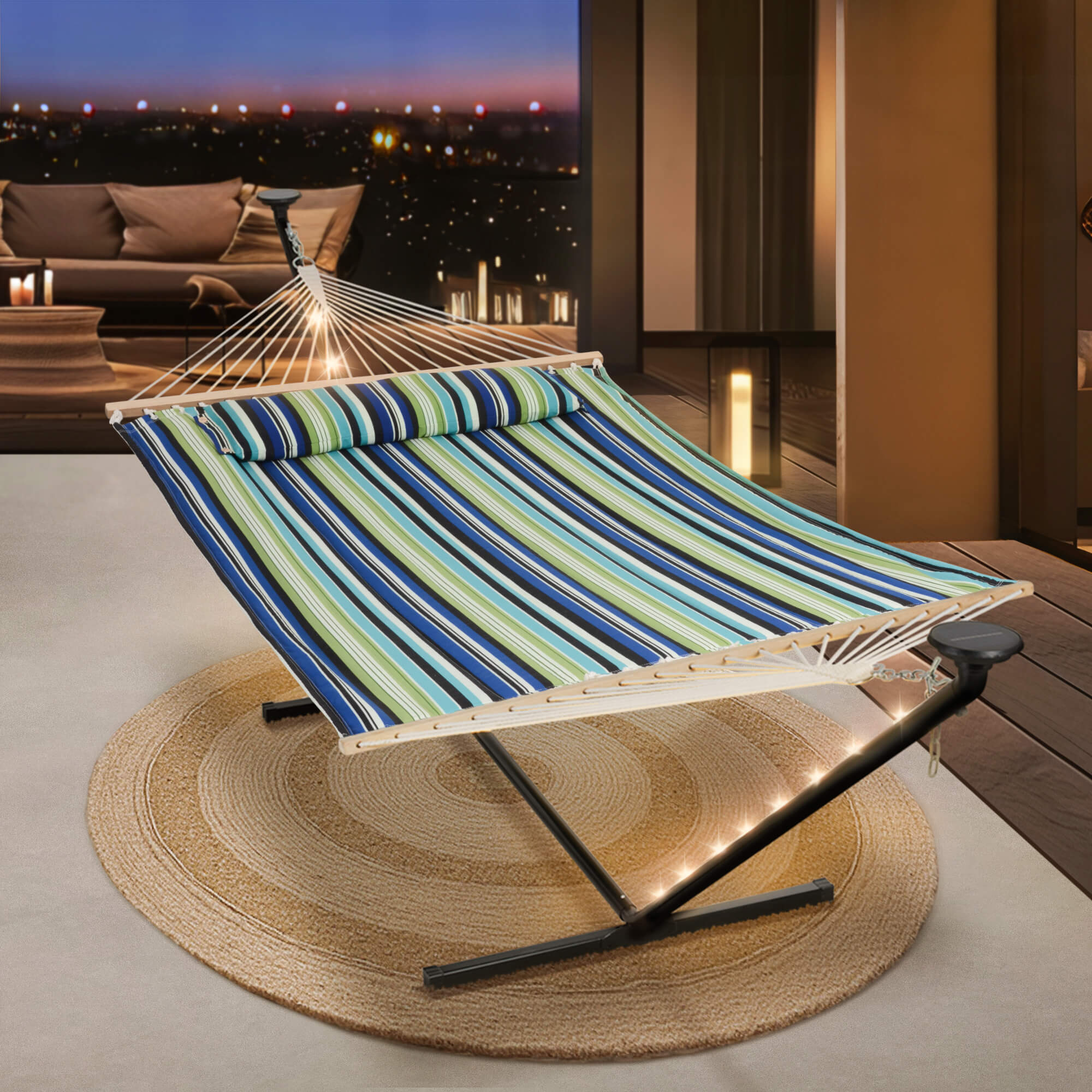 hammock with stand#color_blue-aqua