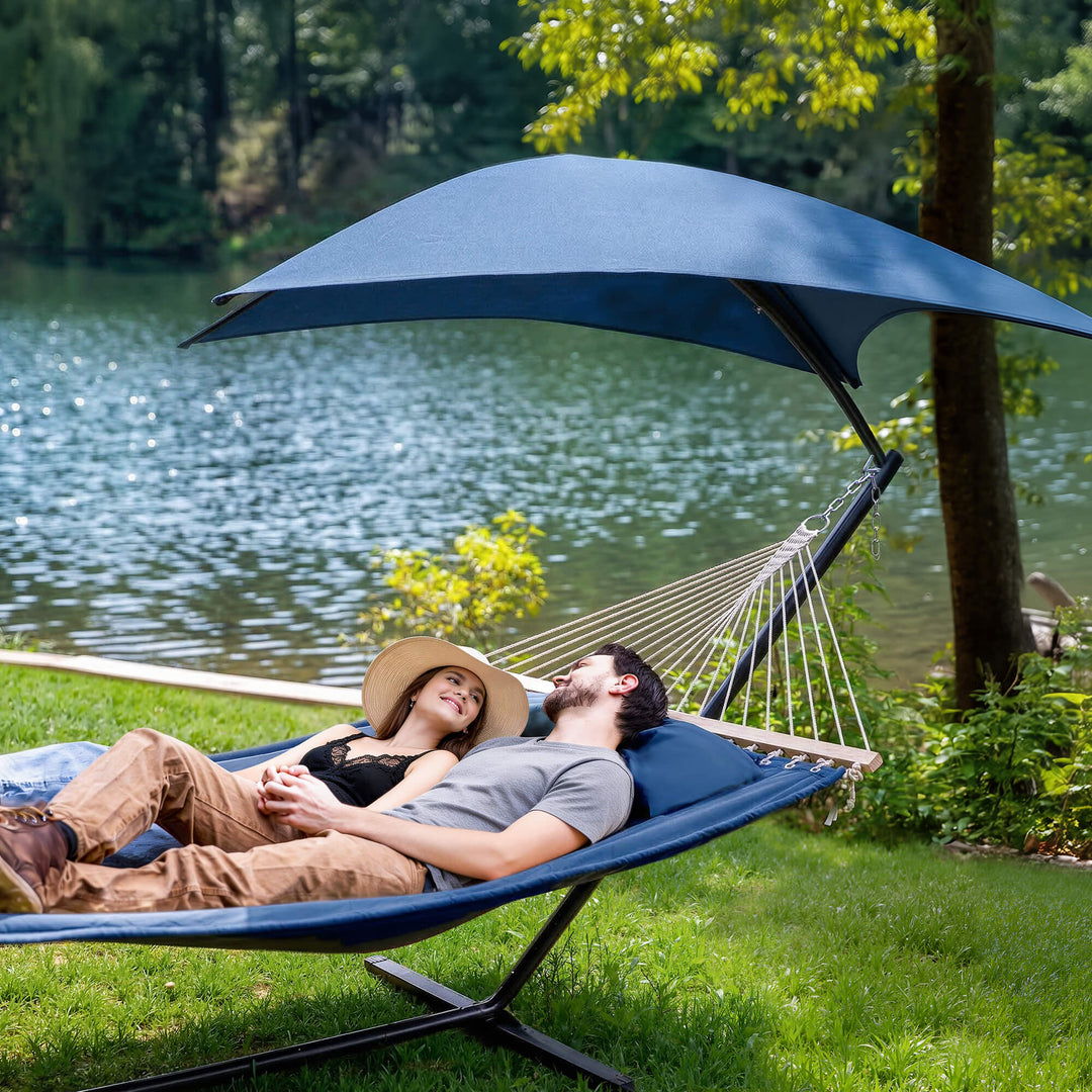 fredön hängematte Standing Hammock with Stand, and Sun-Protective Canopy for Outdoor