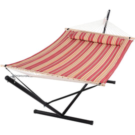 SUNCREAT-Double-Hammock-with-Stand-Red-Stripes#color_red-stripes
