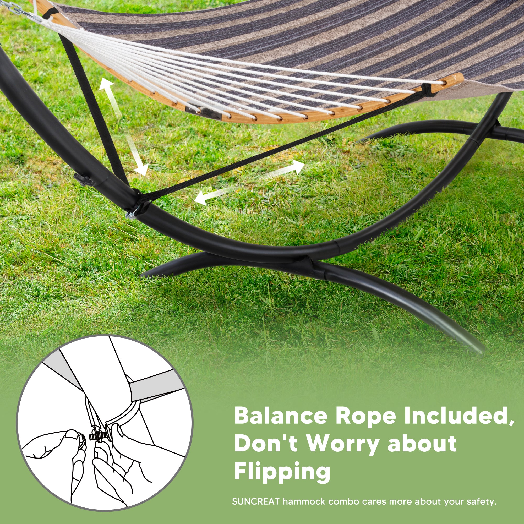 portable hammock with stand#color_dark-gray-stripes