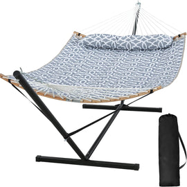 SUNCREAT-Double-Quilted-Hammock-with-Stand-Gray-Pattern#color_gray-pattern