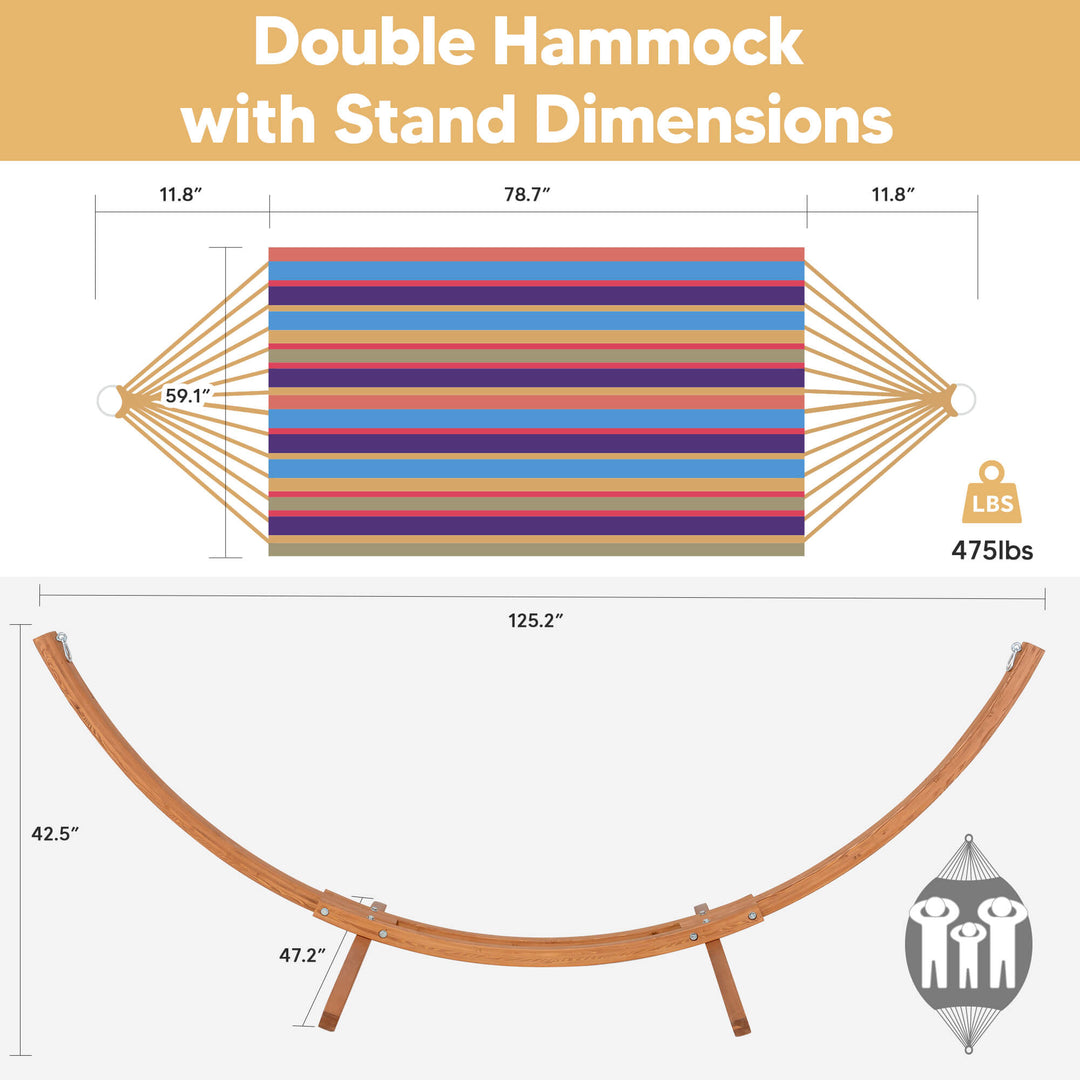 hammock with wooden stand#color_colorful-stripes