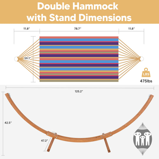 hammock with wooden stand#color_colorful-stripes