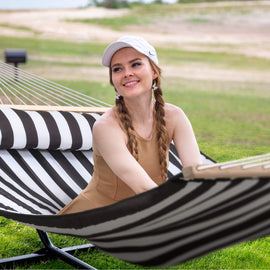 hammock with stand#color_black-stripes