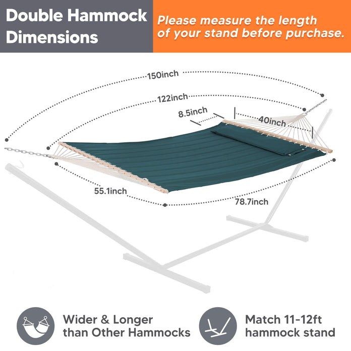 SUNCREAT Quilted Fabric Hammock#color_dark-green