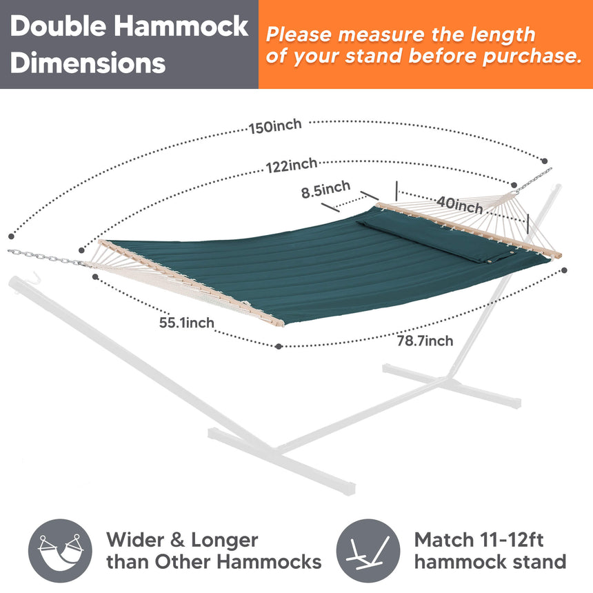 SUNCREAT Quilted Fabric Hammock#color_dark-green