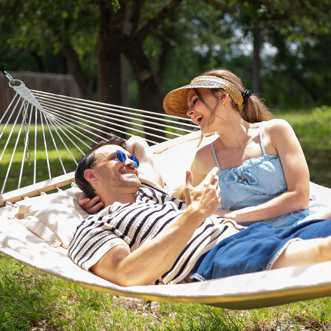 SUNCREAT Quilted Fabric Hammock#color_beige
