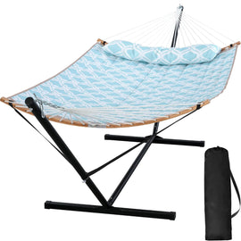 SUNCREAT-Double-Quilted-Hammock-with-Stand-Green-Drops#color_green-drops