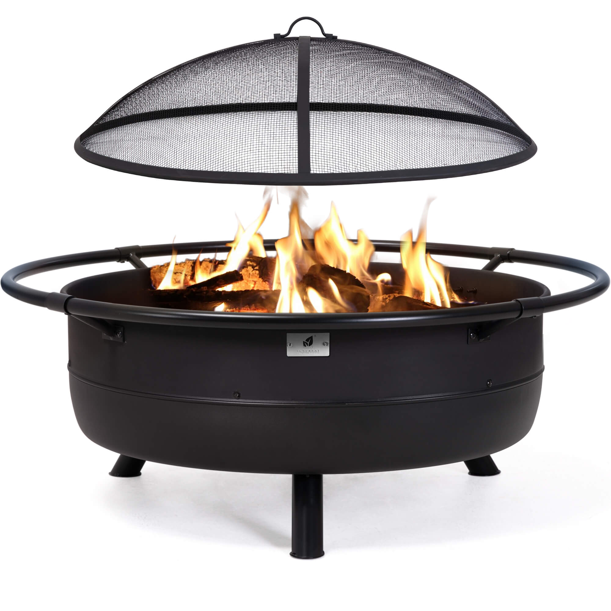 Outdoor Bonfire Wood Burning Fire Pit with Grill and Fireplace Poker#size_42inch-3
