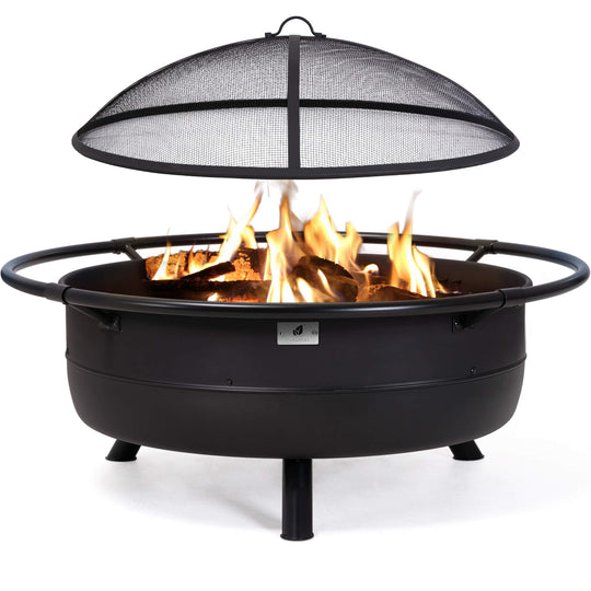 Outdoor Bonfire Wood Burning Fire Pit with Grill and Fireplace Poker#size_42inch-3