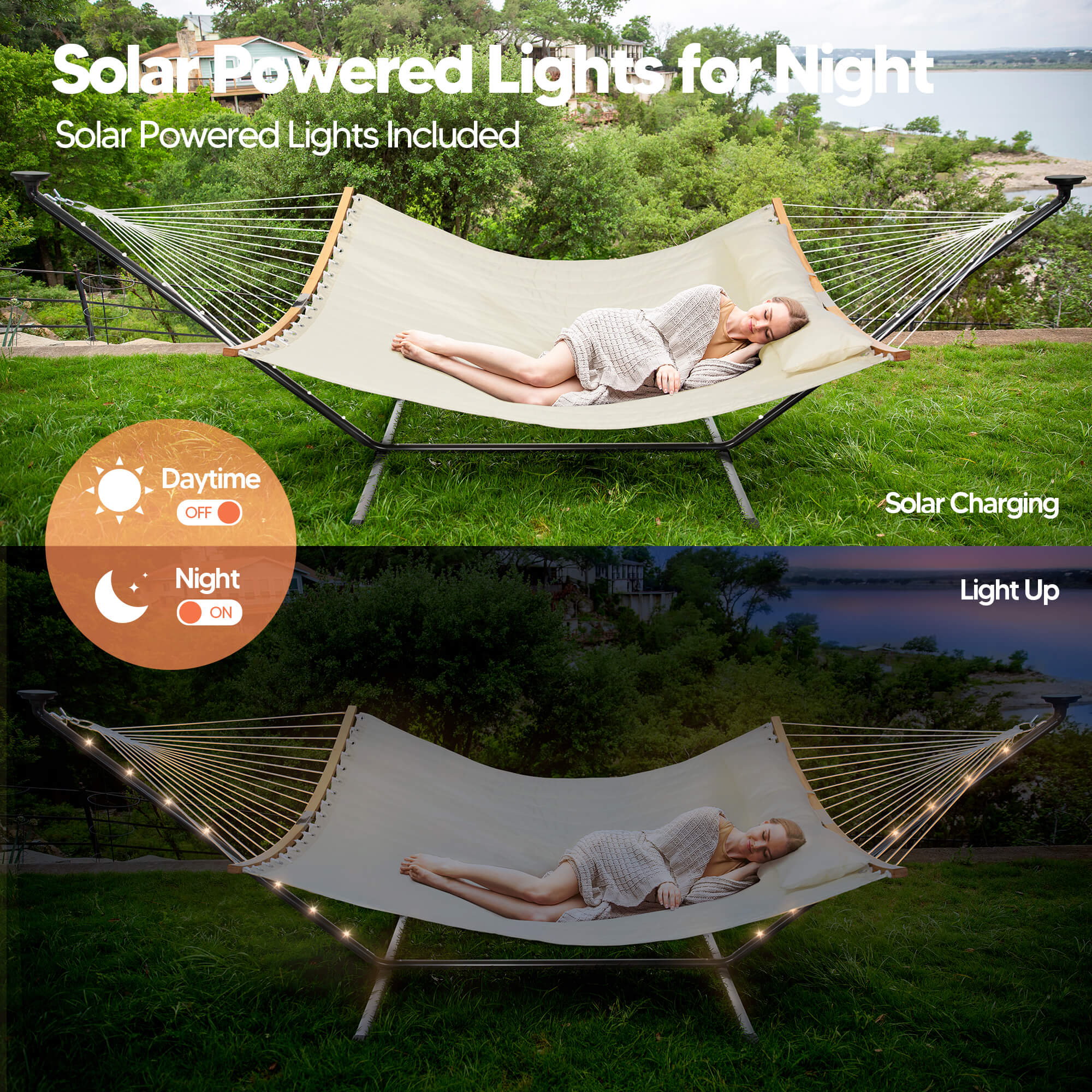 double hammock with stand  #color_beige