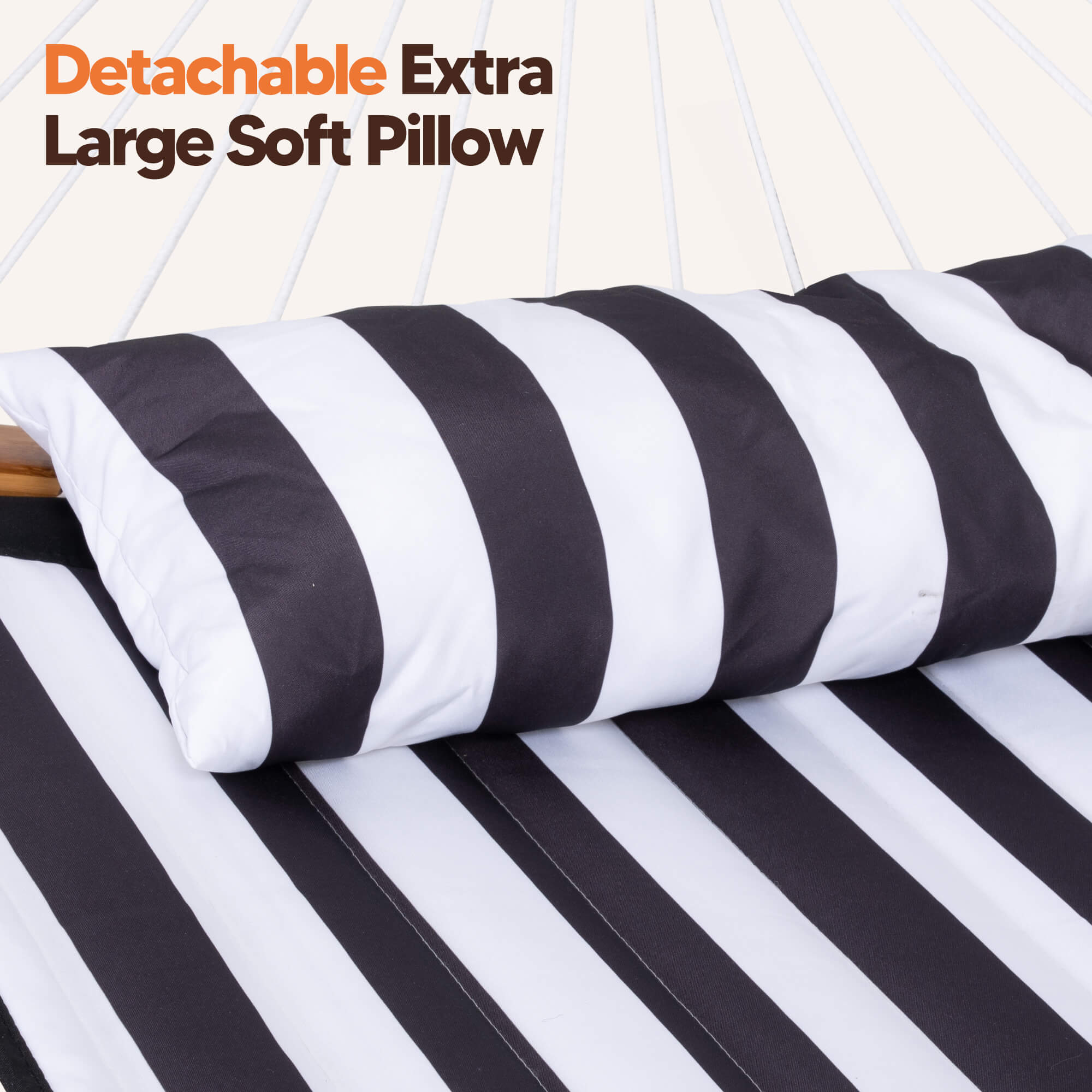 double hammock with stand  #color_black-stripes