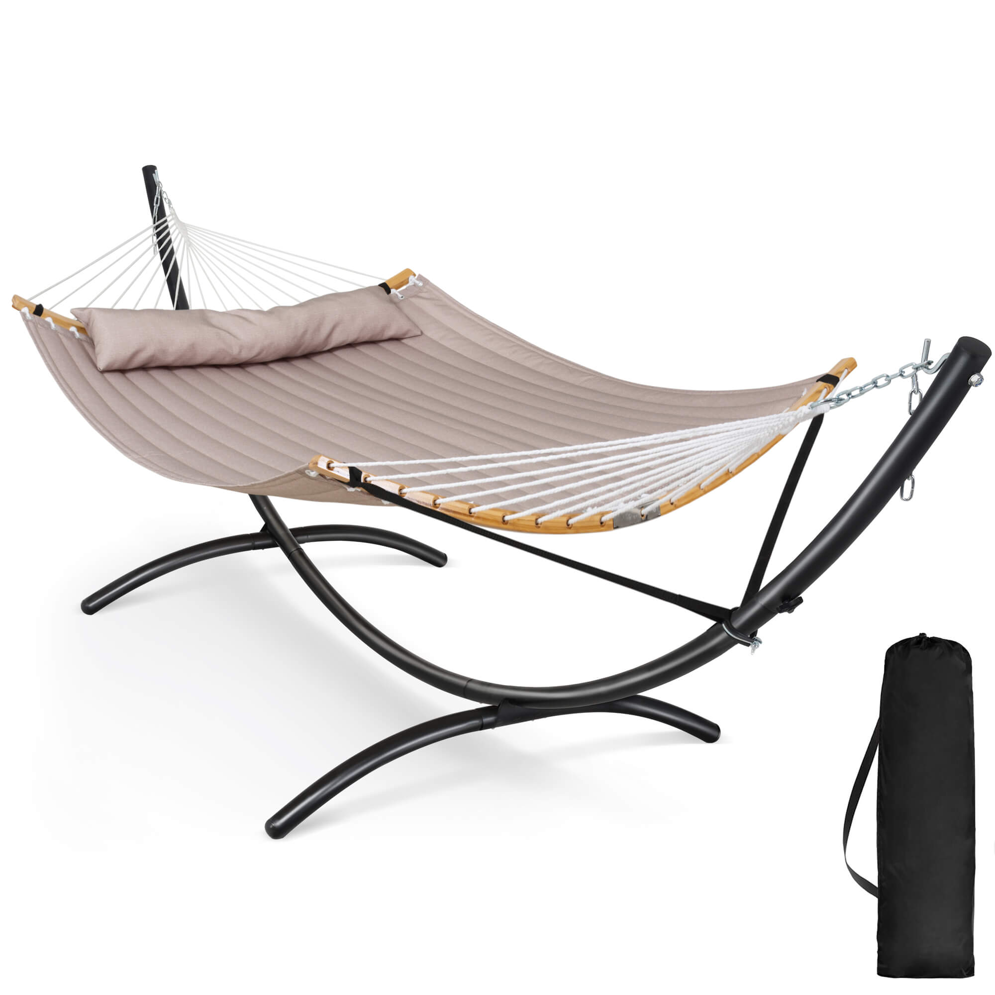 portable hammock with stand#color_brown