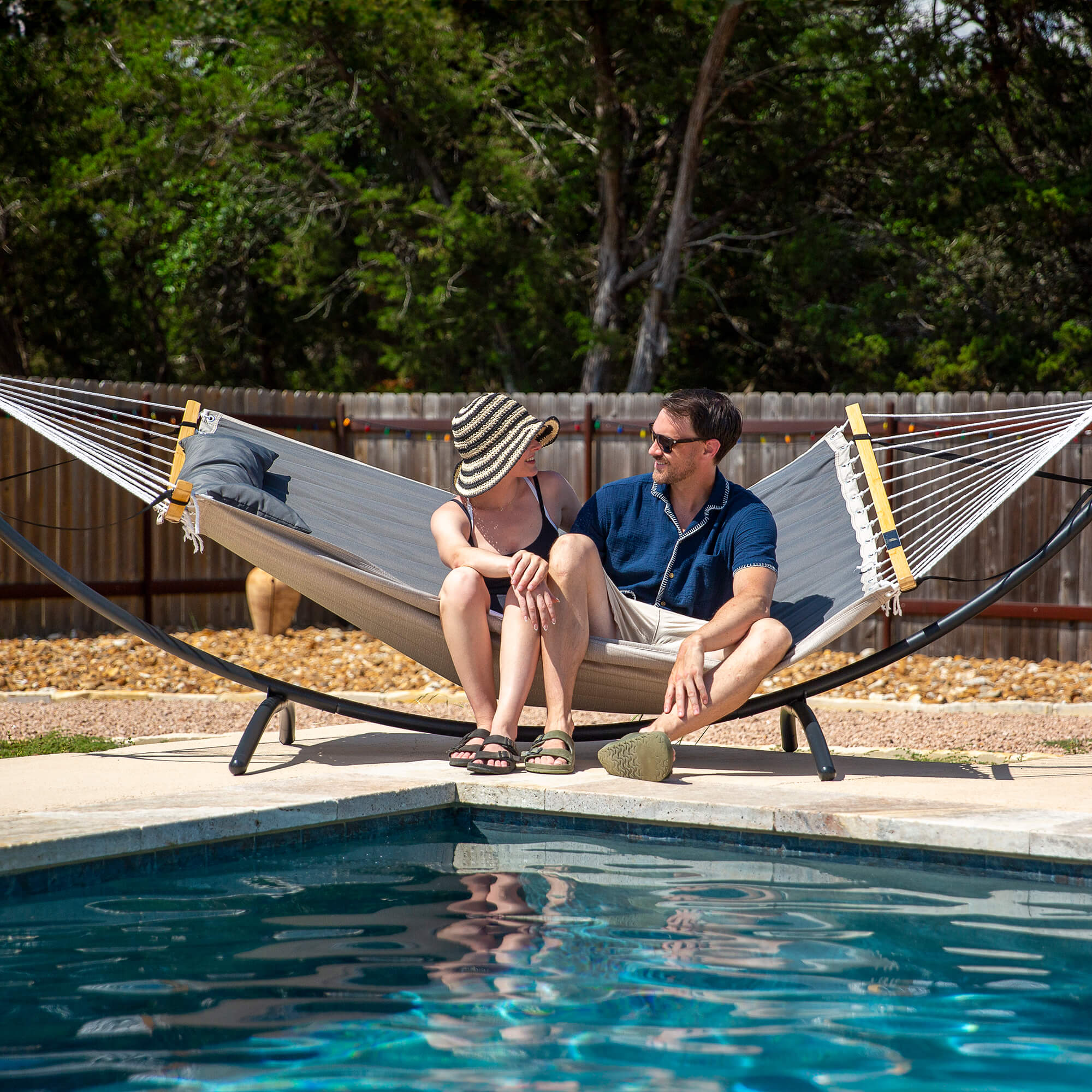 portable hammock with stand#color_dark-gray