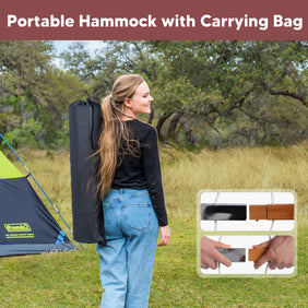 Double Quilted Hammock with Curved Bamboo Bar & Portable Stand |SUNCREAT