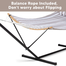 Double Quilted Hammock with Curved Bamboo Bar & Portable Stand |SUNCREAT