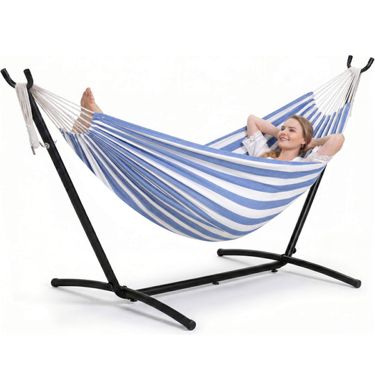 hammock with stand#color-h_blue-white-stripes