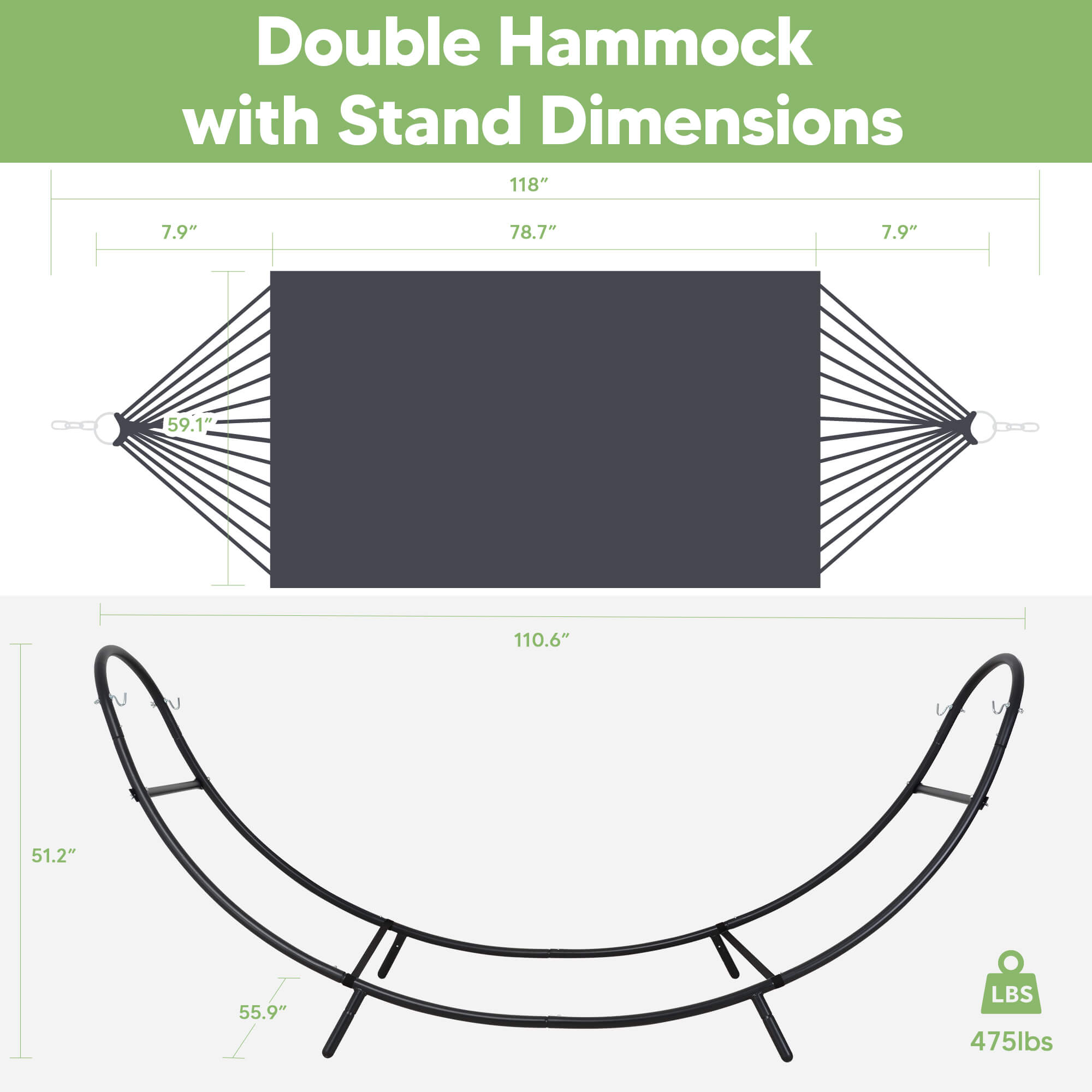 2 Person hammock with stand#color_dark-gray