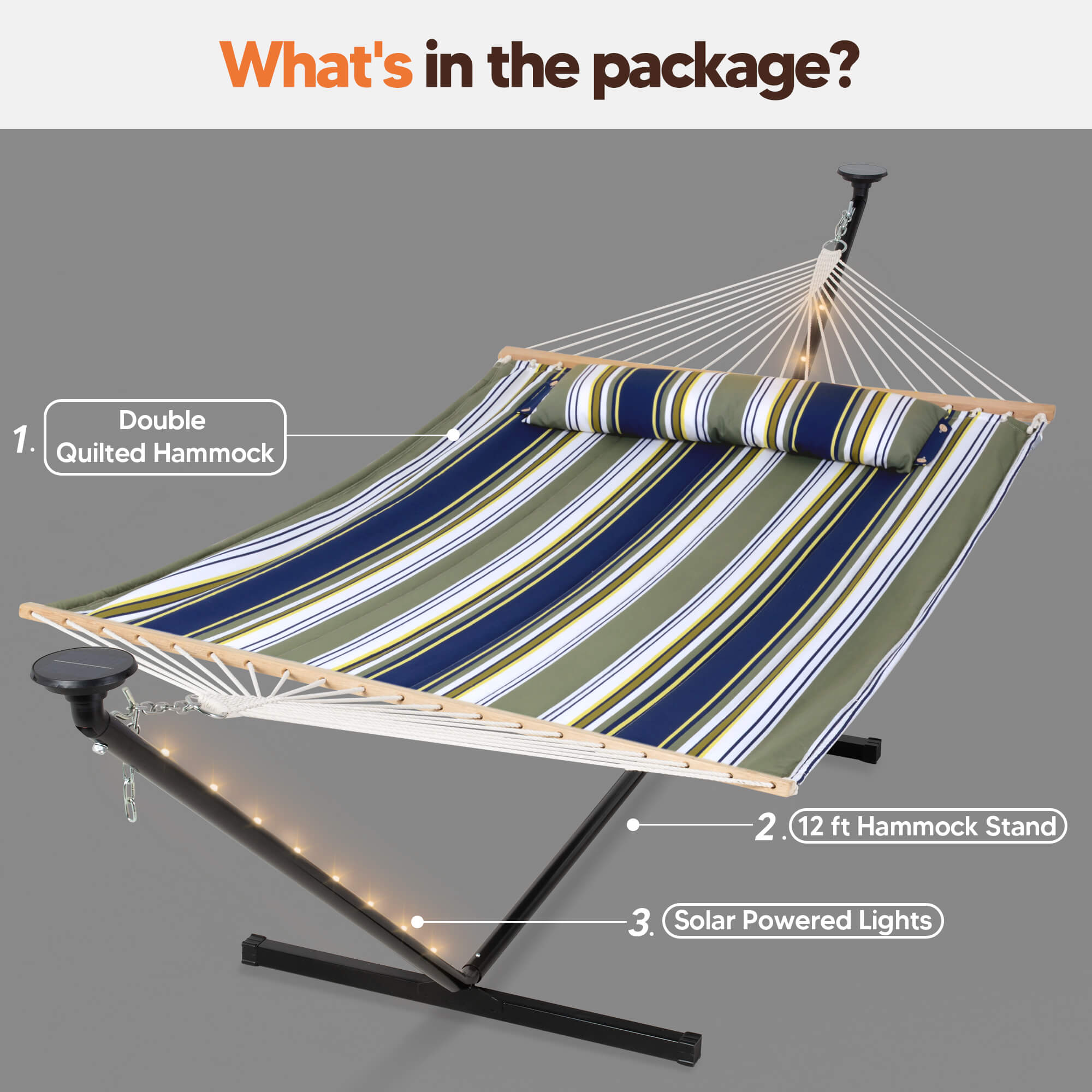 hammock with stand#color_green-stripes